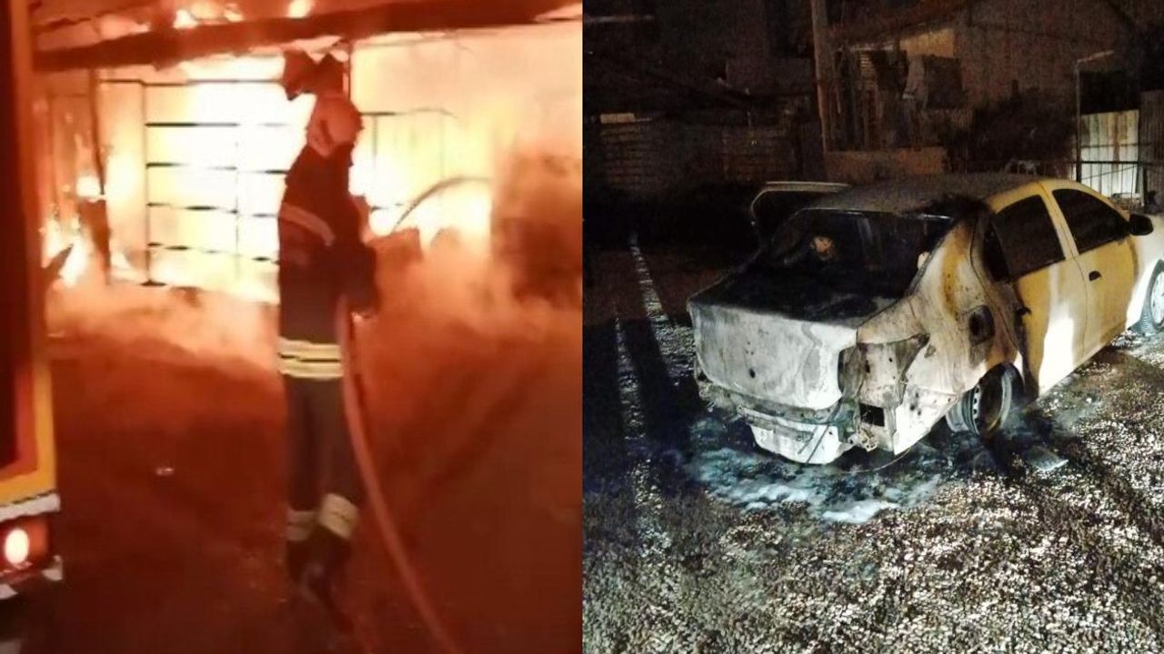 Oto yıkamacıda yangın: 2 araç yandı