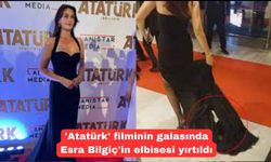 'Atatürk' filminin galasında Esra Bilgiç'in elbisesi yırtıldı