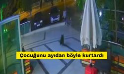 Çocuğunu ayıdan böyle kurtardı