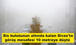 Sis bulutunun altında kalan Sivas'ta görüş mesafesi 10 metreye düştü