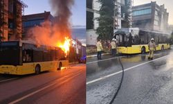 Korku dolu anlar! Seyir halindeki İETT otobüsü alev alev yandı