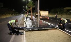 Güzelbahçe Belediyesi, Seferihisar orta refüj çalışmasını gece mesaisinde sürdürüyor