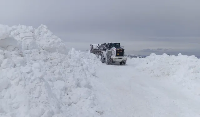Hakkari'de üs bölgesi yolunda karla mücadele çalışması yürütülüyor