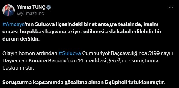 Adalet Bakani Yilmaz Acikladi Buyukbas Hayvana Eziyet Edilmesi Olayinda 5 Supheli Tutukland 2