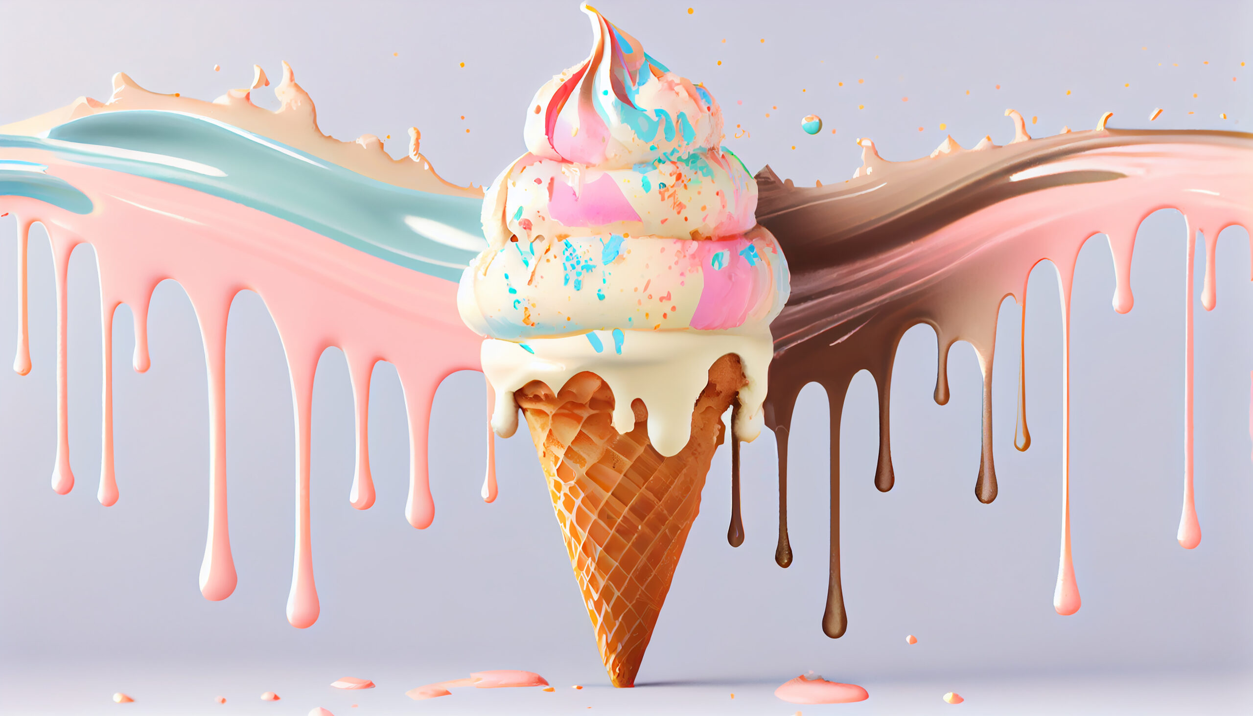 Colorful Summer Treat Melting Ice Cream Generative Ai Scaled